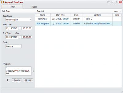Screenshot of the application TimeTask - #2