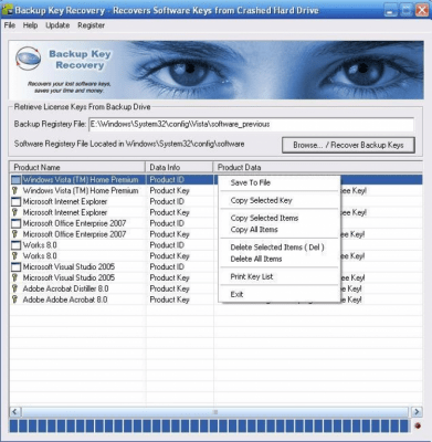 Screenshot of the application Backup Key Recovery - #1