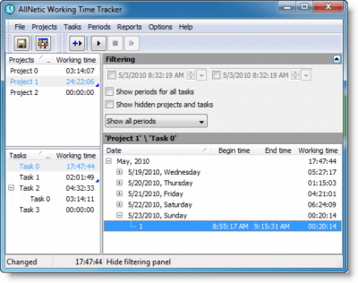 Screenshot of the application AllNetic Working Time Tracker - #2