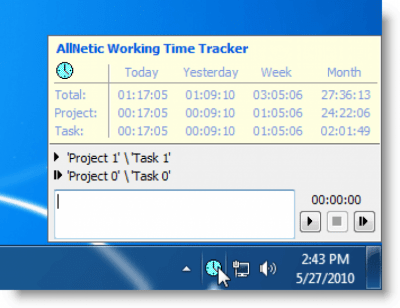 Screenshot of the application AllNetic Working Time Tracker - #5