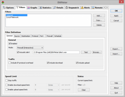 Screenshot of the application BWMeter - #2