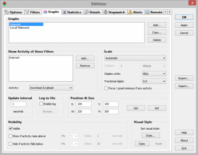 Screenshot of the application BWMeter - #3