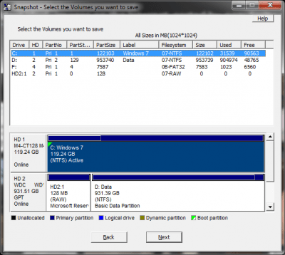 Screenshot of the application Drive SnapShot - #2