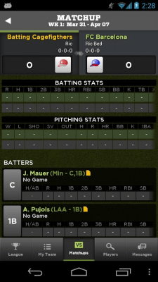 Screenshot of the application Yahoo! Fantasy Baseball - #4