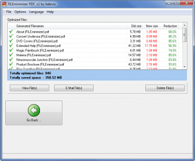 Screenshot of the application FILEminimizer PDF - #2