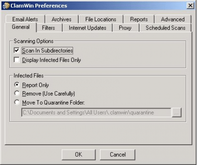 Screenshot of the application ClamWin - #2