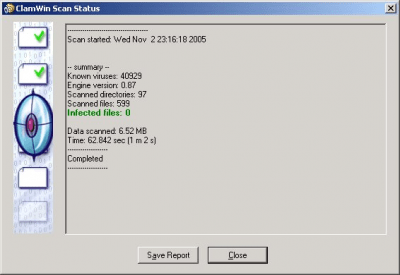 Screenshot of the application ClamWin - #4