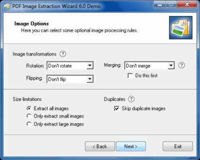 Screenshot of the application PDF Image Extraction Wizard - #4