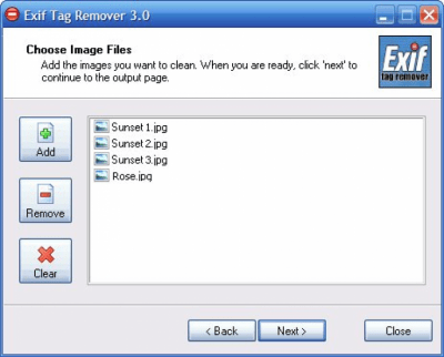 Screenshot of the application Exif Tag Remover - #3