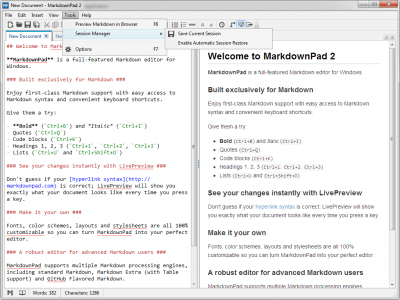 Screenshot of the application MarkdownPad - #4
