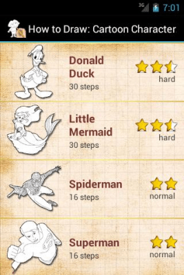 Screenshot of the application How to draw: cartoon characters - #3