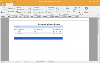 Screenshot of the application Password Memory - #2