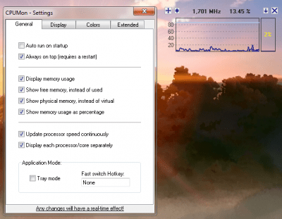 Screenshot of the application CPUMon - #4